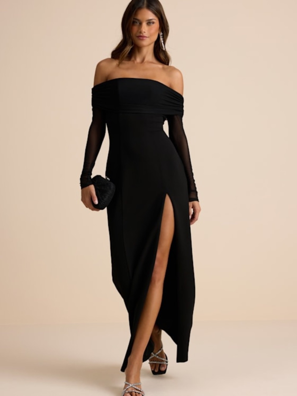 Lulus Rafaella Black Backless Off-the-shoulder Maxi Dress - Size S